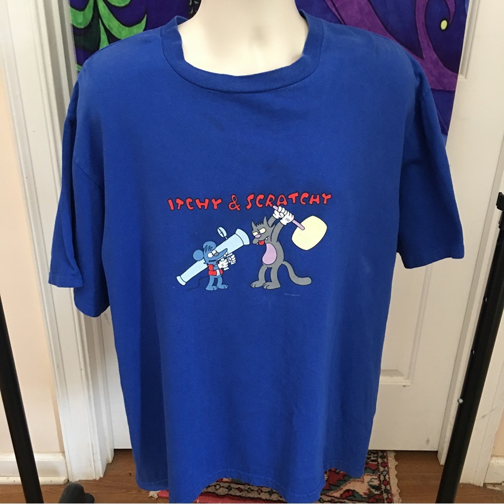 Vintage Itchy and Scratchy Simpsons Tshirt (2000) Changes Label USA Sz XL